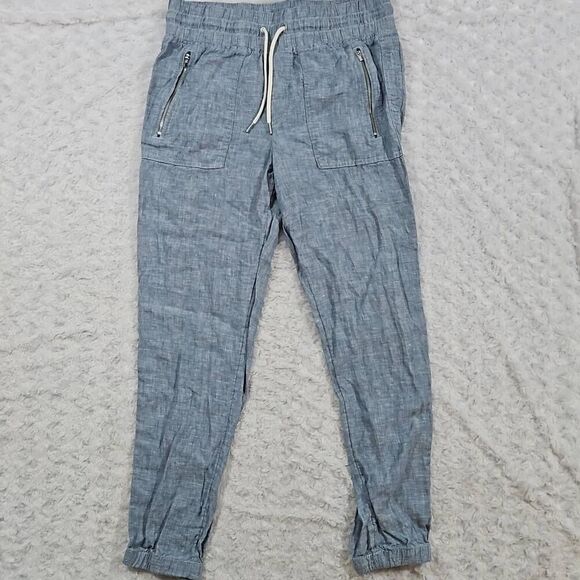 Athleta Size 6 Cabo Linen Jogger Chambray Blue Casual Comfy Lounge Travel - Picture 1 of 8